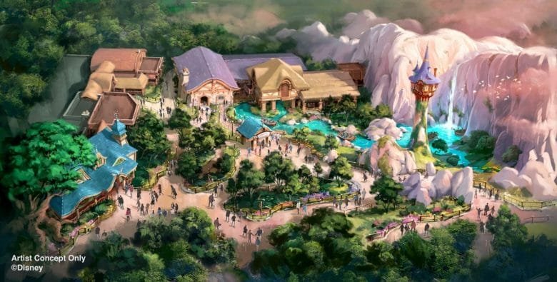 Imagem aérea da nova área Fantasy Springs no Tokyo DisneySea
