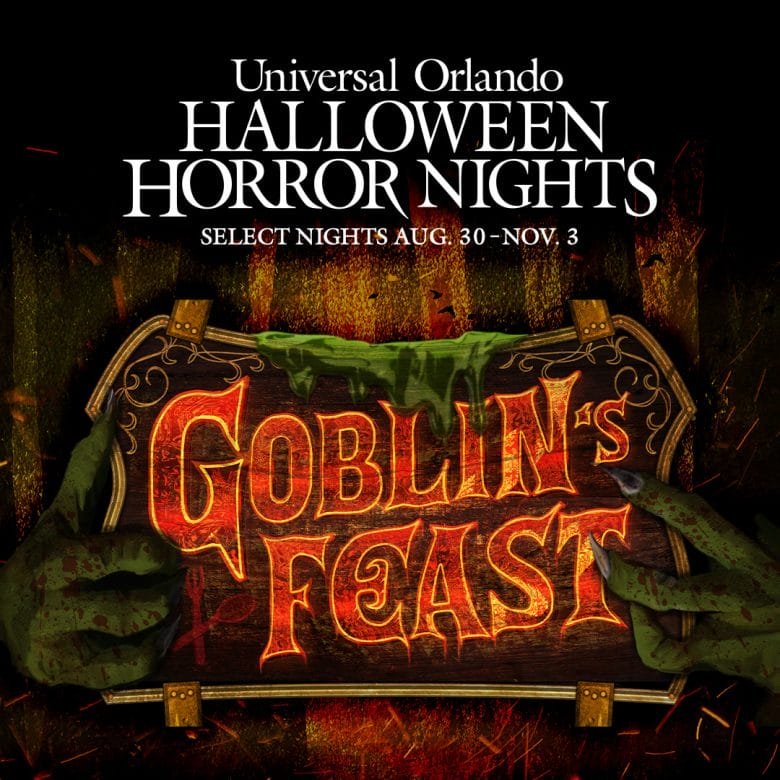 Cenário da Goblin’s Feast Tavern com decorações assustadoras