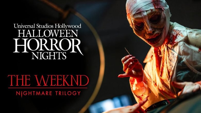 Entrada temática da casa The Weeknd: Nightmare Trilogy no Universal Studios Hollywood